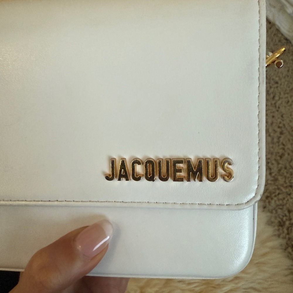 Jacquemus White and Gold Mini Bag with Flap Closure - Picture 9 of 10